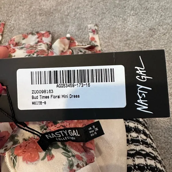 Nasty Gal Bud‎ Times Pink Floral Mini Dress Size 4 NWT Ruffle Tie Straps Girly - Image 4