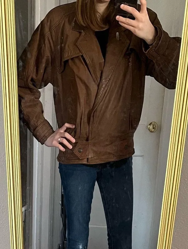 [G-III Global Identity] Vintage Brown Bomber Leather Jacket-Medium - Image 13