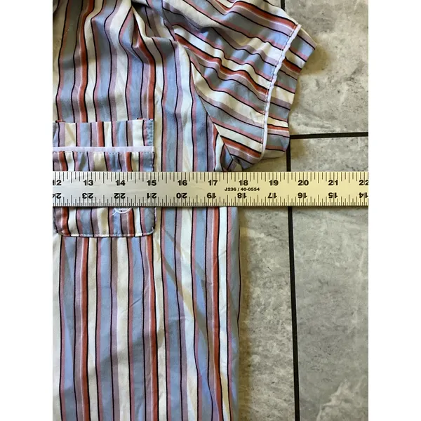 Born Womens Pajama Top Small Blue Orange Striped Button Down Short Sleeve Sleep - Image 4