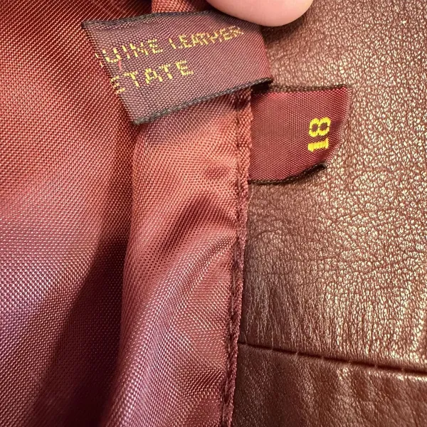 VTG Etienne Aigner Jacket 18 Oxblood Burgundy Leather Blazer Equestrian 80s Coat - Image 9
