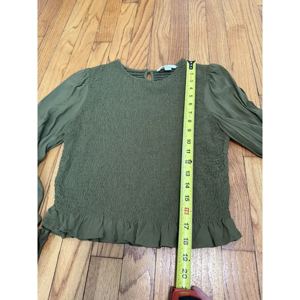 Boden‎ Smocked Bodice Green Long Sleeve Blouse Size 8 - Image 5