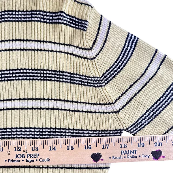 Marsh Landing Striped Turtleneck Sweater Long Sleeve Yellow Black White Casual M - Image 8