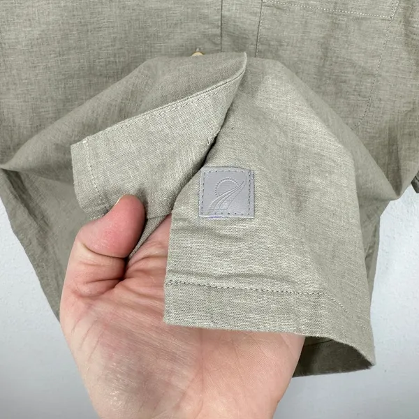 Fundamental Coast Linen Blend Short Sleeve Button Up Shirt Camp Top Beige Size S - Image 7