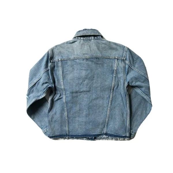 NWT Levi's Ex-Boyfriend Trucker Indigo Memory Embroidered Palm Tree Jacket S - Image 12