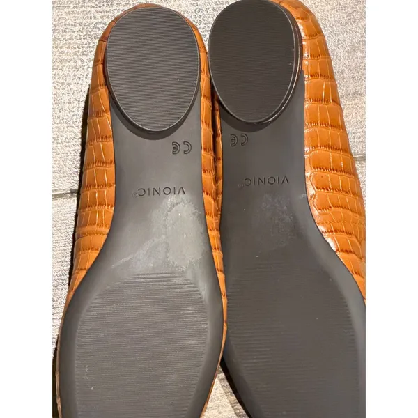 Vionic Hannah Croc Ballet Flats Toffee Brown Embossed Leather 6.5 Comfort Casual - Image 7