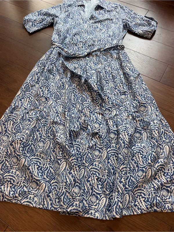 J. McLaughlin Women’s Blue Paisley Shirt Dress - Size Medium - C4-122 - Image 4