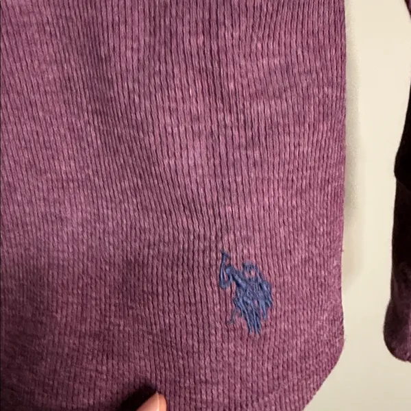 U.S. Polo Assn Burgundy Waffle Knit Thermal Henley Top Size‎ L 90’s - Image 5