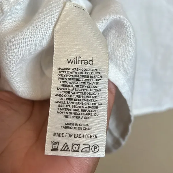 Aritzia Wilfred Vermeer Linen Babydoll Camisole White Ruffle Tank Top L - Image 8