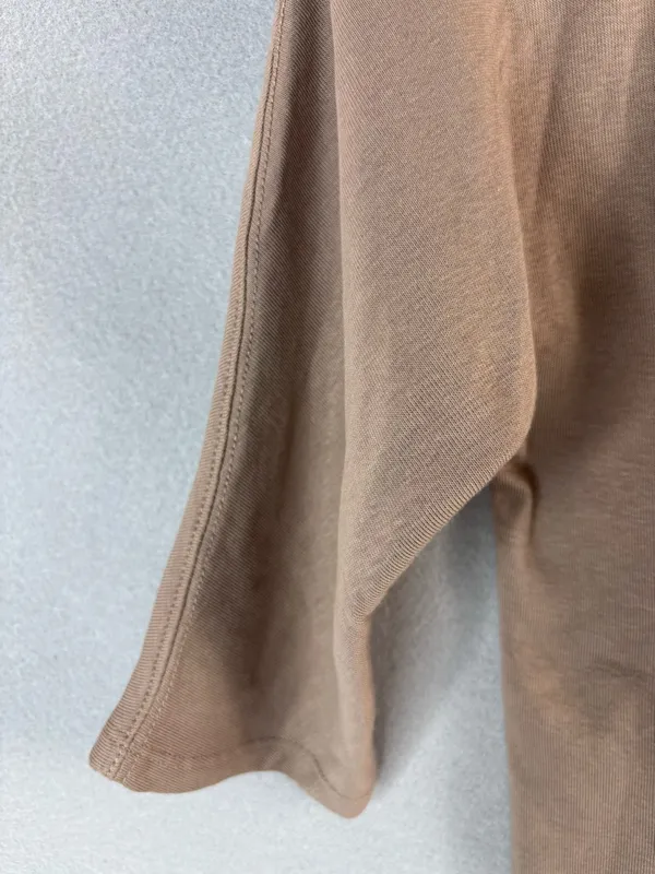 Zara M Classic Workwear Mock Neck Elbow Sleeve Minimalist Top - Image 4