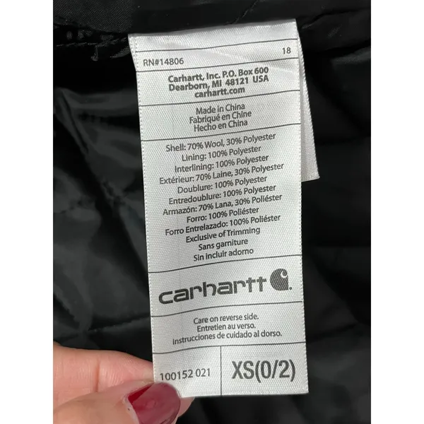 Carhartt Women’s Camden Plaid Wool Blend Quilted Jacket Faux Fur Hood XS - Image 8