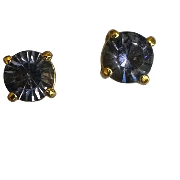 Gold-Tone Blue-Gray CZ Stud Earrings - Image 4