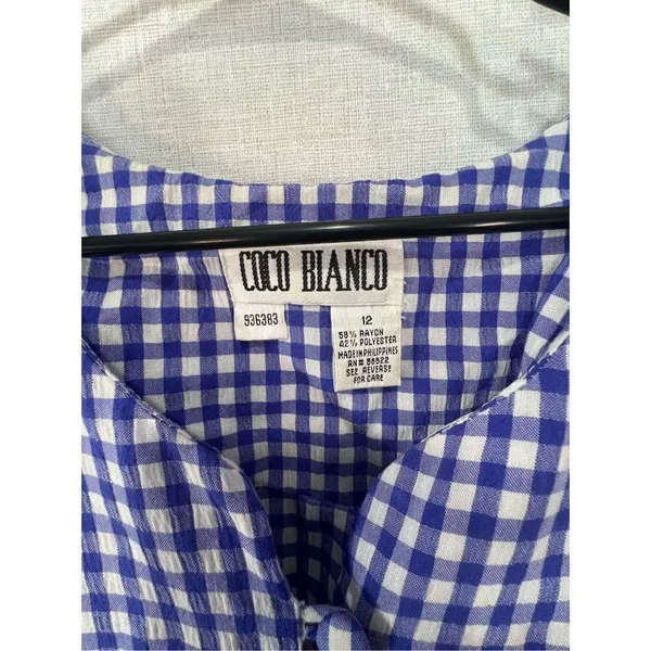 Coco Bianco Vintage Short Sleeve Checkered Long Button Up Dress - Image 3
