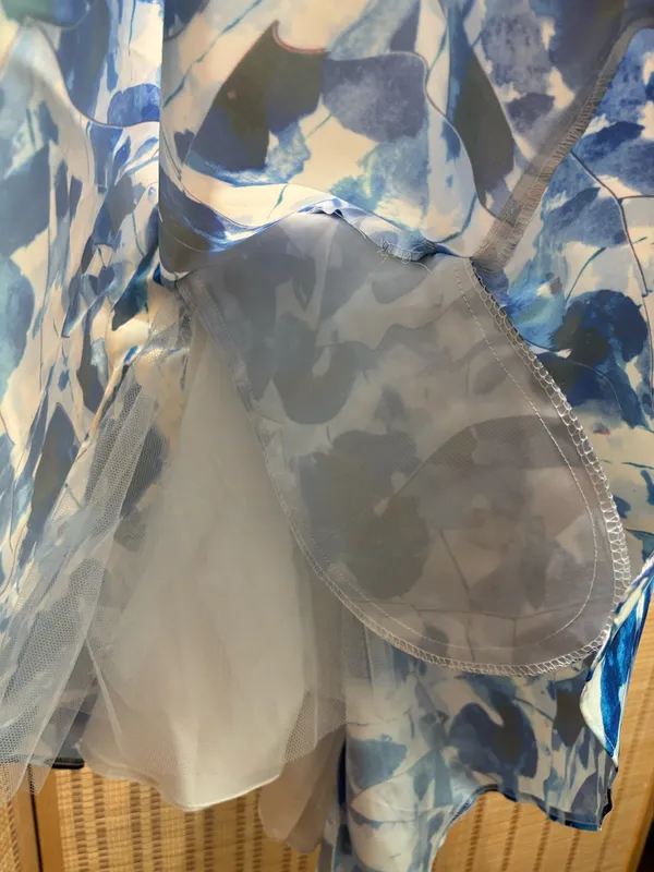 Rachel Allen Blue Floral Beaded Two-Piece Prom Dress - Image 10