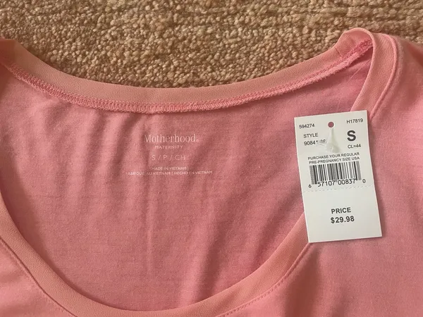 Motherhood Maternity Pink Tunic Top S Scoop Neck Half Sleeve Sheer Hem New - Image 2