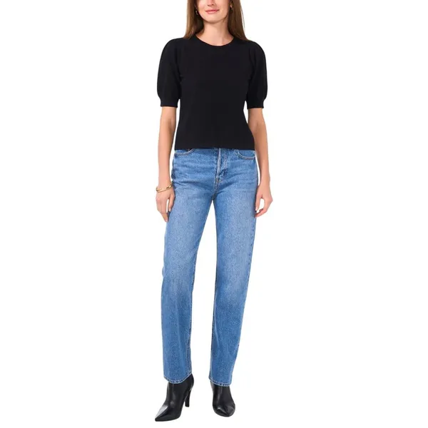 NWT Sam and Jess Womens Short Puff-Sleeve Sweater TA93148041BS Black L - Image 3