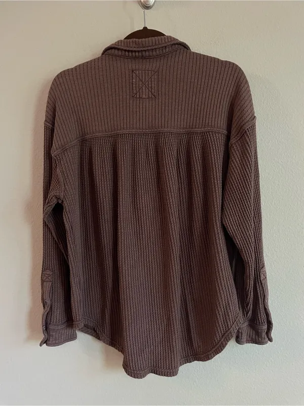 Aerie Canyon Sun Anytime Fave Waffle Shirt Oversized Shacket Size XS - Image 5