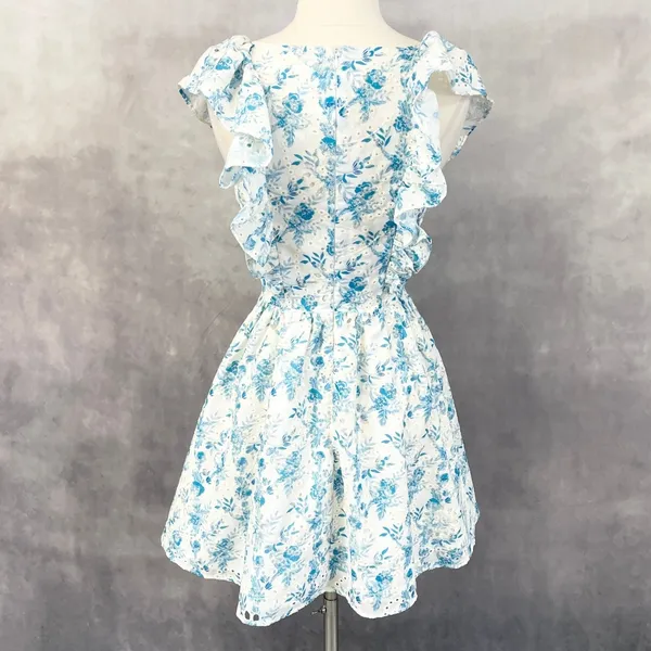 Lush Floral Eyelet Mini Dress Women Small Ruffle Cottage Romantic‎ Coquette - Image 5