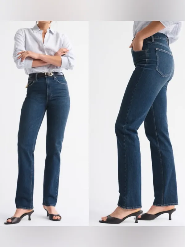 Abercrombie & Fitch Ultra High Rise 90s Straight Jean Dark Wash Blue - Image 4