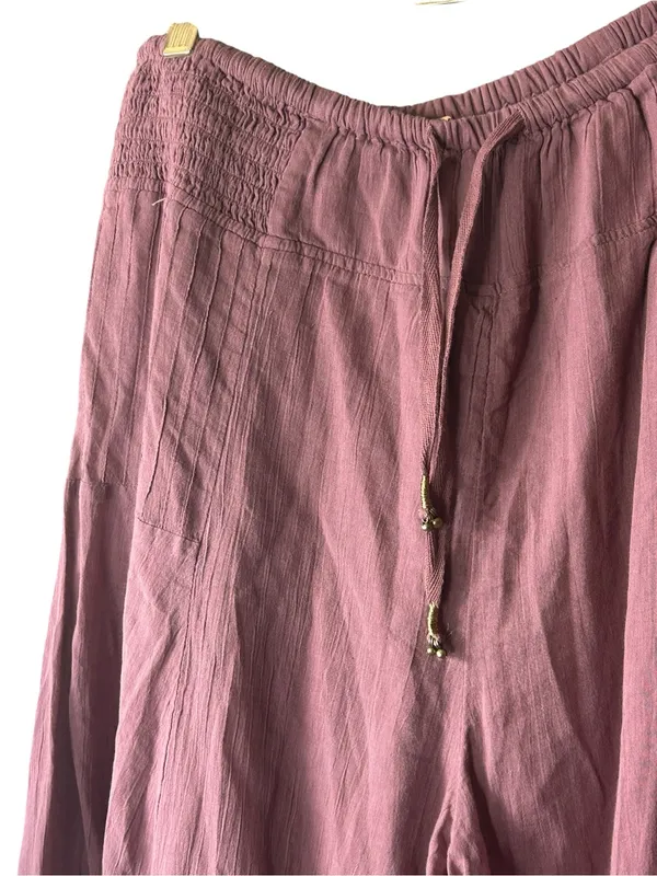 New Free People Harem Cropped Pants Pull On drawstring Large Rose - Image 3