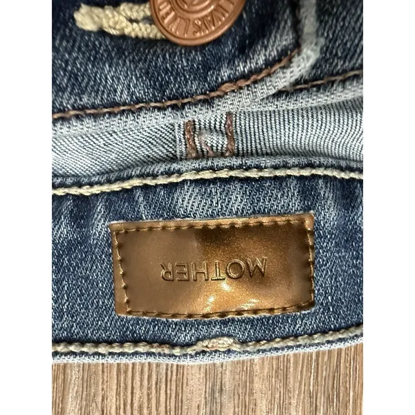 Mother The Insider Crop Step Chew in Dancing on Coals Distressed Blue Jeans Sz26 - Image 6