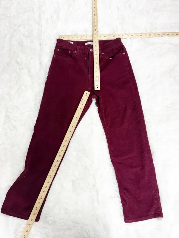 Levi’s Wedgie Straight Corduroy Pants Size 28 Burgundy High Rise - Image 7