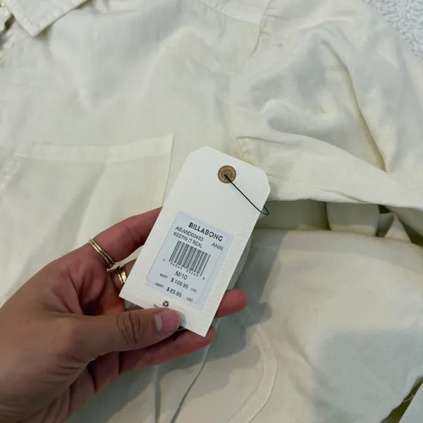 Billabong Womens Keepin It Real Utility Jumpsuit White Cottage Chic Utility Sz M - Image 6