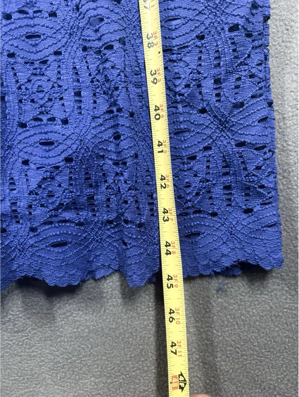 Roz & Ali Royal Blue Lace Sheath Midi Dress Size 12 Short Sleeve - Image 8