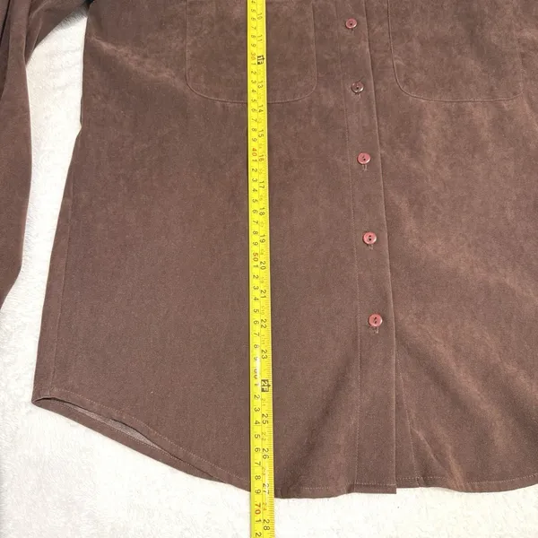 CB‎ Carry Back Womens Faux Suede Shirt 6 Brown Button Front Western 90s Vintage - Image 8