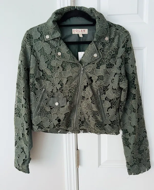 Anthropologie Dolan Lace Moto Jacket, Size M - Image 4