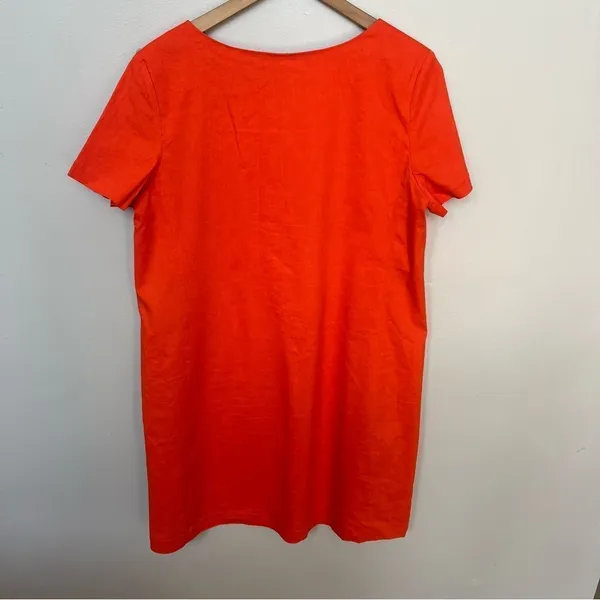 Theory Panel Shift Good Linen Mini Dress in Crunch Size XL Orange Short Sleeve - Image 10