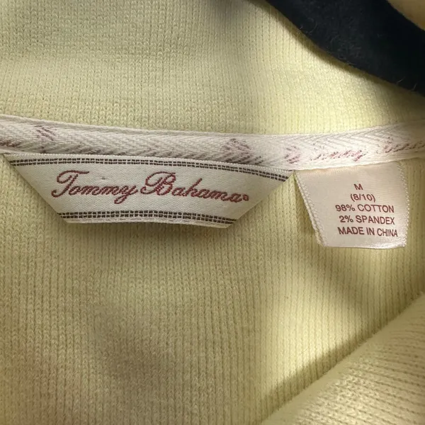 Tommy Bahama Womens Pastel Yellow Quarter Zip Pullover Sweatshirt‎ Size M - Image 3