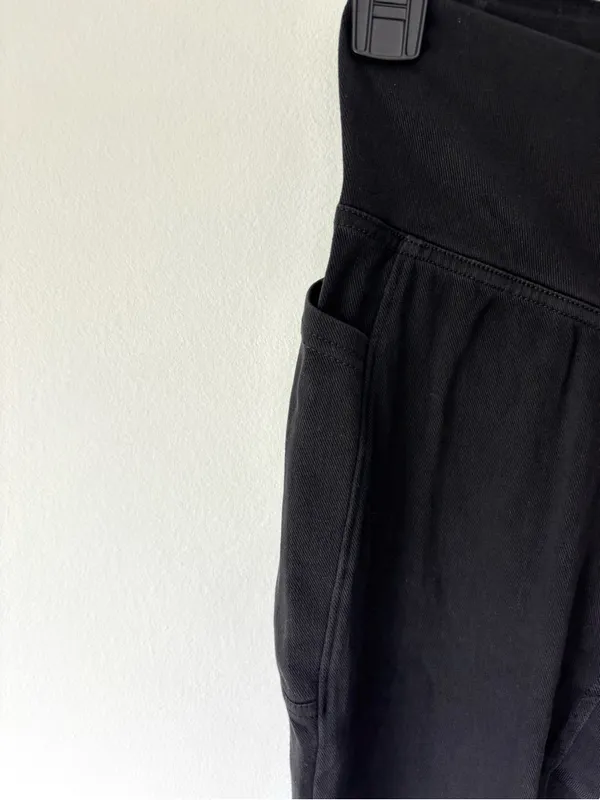 Halara UltraSculpt High Waisted Black Jean Leggings Crisscross Waistband - Image 8