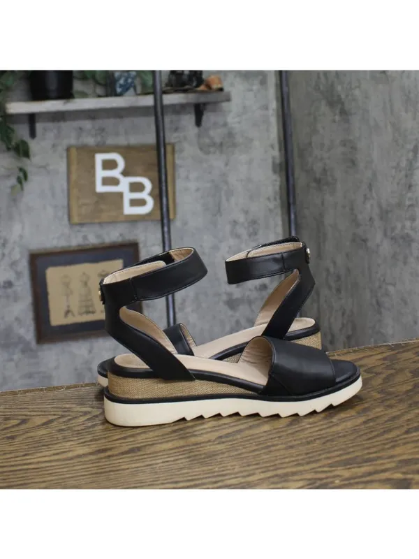 Giani Bernini Womens Constancia Ankle Strap Wedge Sandals Black Smooth 6M - Image 6