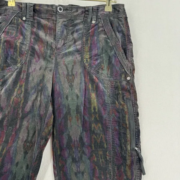 Marrakech Women 29 Printed Corduroy Cargo Pants Multicolor Y2K Boho Utility Art - Image 3