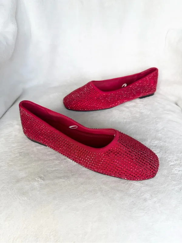 H&M Women's Red Crystal Embellished Ballet Flats 6 NWOT - Image 7
