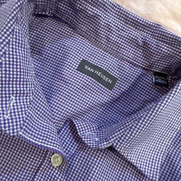 Van Heusen Vintage Blue Gingham Button-Up Shirt - Image 2