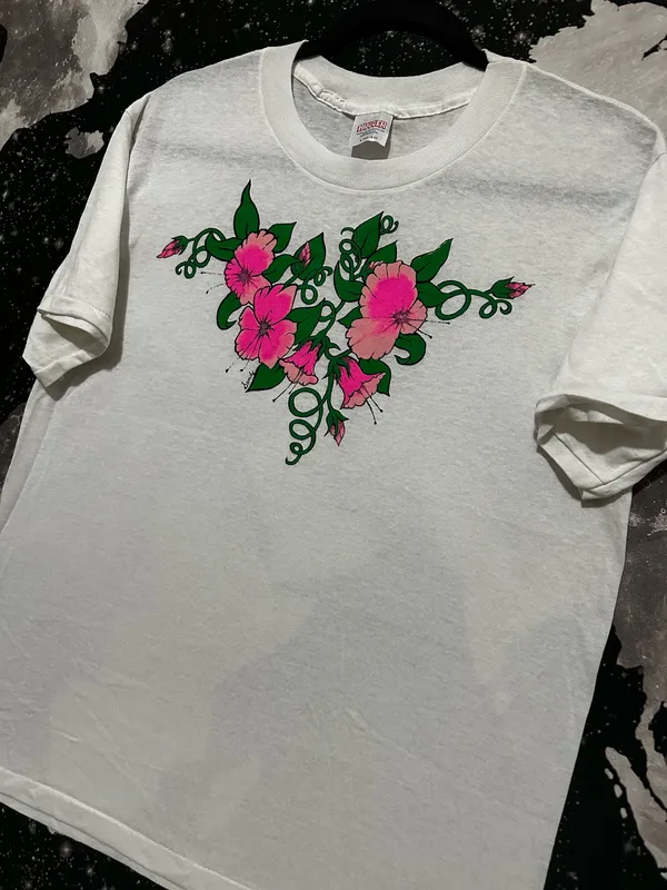 Vintage 80s Single Stitch Floral Vine Graphic Shirt - Image 2