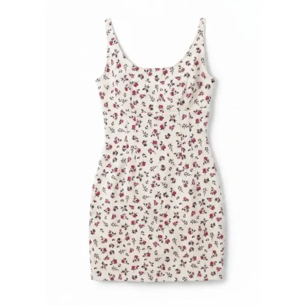 No Boundaries Womens Denim Dress Size M Ditsy Floral Print Mini Tank Sleeveless - Image 2