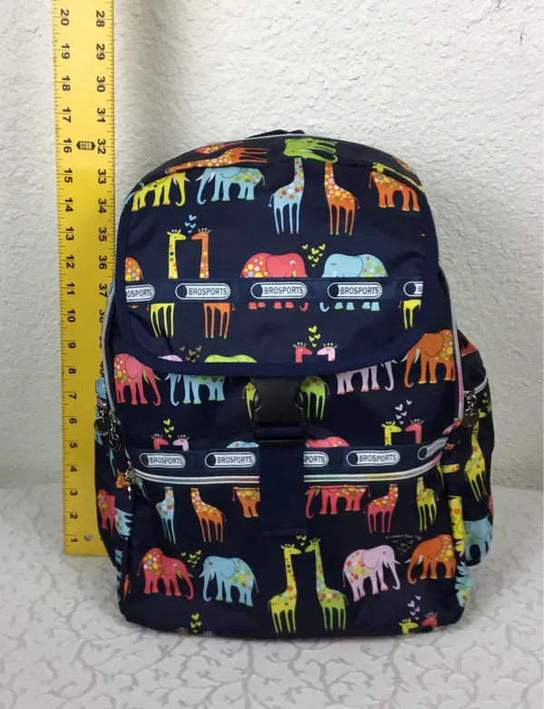 Brosports Big BackPack Black Unisex Elephant Giraffe Print Light Packets Travel. - Image 8