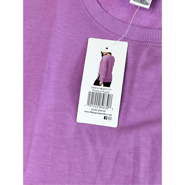 90 Degrees by Reflex Lounge Modal Top Sweatshirt Purple XL NWT‎ Athleisure - Image 4