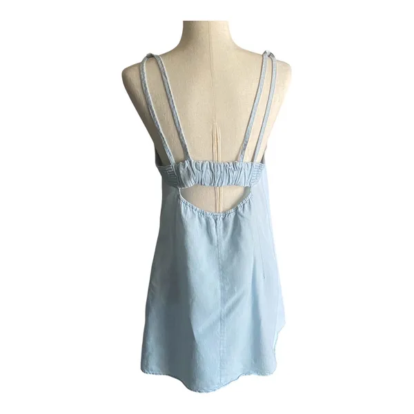 Zara Ara-Blue Chambray Mini Dress-Size Large - Image 5