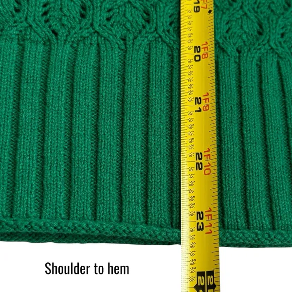 NEW LOFT‎ Green Eyelet Knit Crewneck Sweater Long Sleeve Spring Cozy Preppy S - Image 10