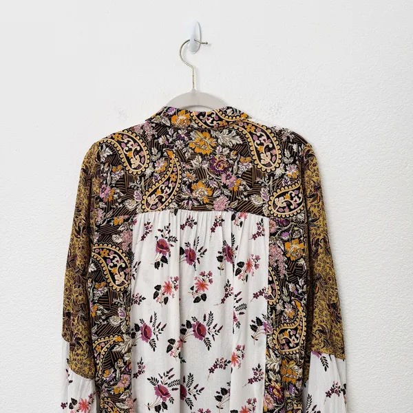 [Jane & Delancey] Mixed Floral Print Button Down Oversized Boho Blouse Sz Large - Image 4