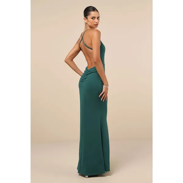NWT Lulus Incredible Allure Forest Green Backless Mermaid Maxi Dress Holiday S - Image 3