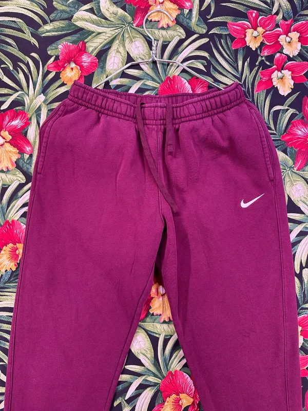 Nike Burgundy White Swoosh Sweatpants Size Medium - Image 5