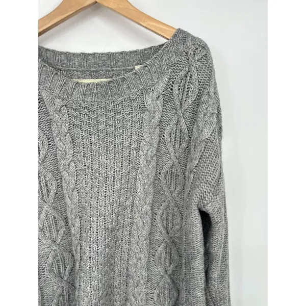 Jack Wills Womens Cable Knit Sweater Size 6 Grey Alpaca‎ Blend Fisherman Preppy - Image 2