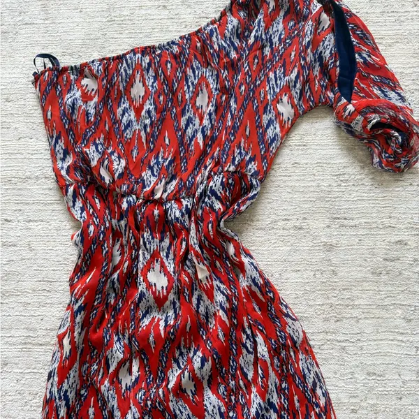 Emmelee Navy/Red One Shoulder Dress (Size Small) - Image 4