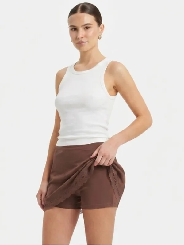 NWT Skort Chrome Riot Brown Lace Trim Skort Size M – Soft & Stretchy - Image 7