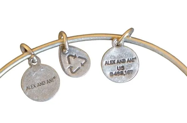 Alex and Ani Silver Water Lily Charm Bangle Bracelet Adjustable - Image 3