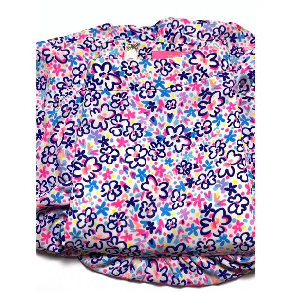 Lilly Pulitzer Womens 8 Floral Ruffle Mini Skirt Pink Blue Tiered Lined - Image 8